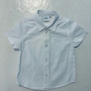 Hugo Boss white short sleeve button-down shirt 18 months